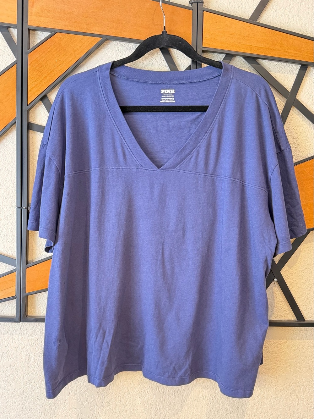 PINK Victoria's Secret Relaxed V-Neck Tee in Blue-Purple
